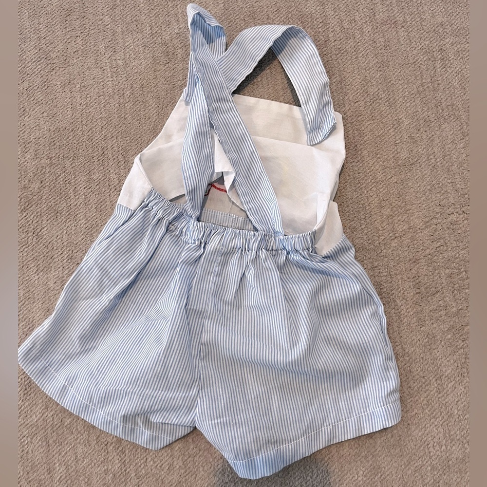 Vintage Cuties by Judy Baby Romper 0 to 6 Months Airplane Pinstripe - Picture 4 of 5